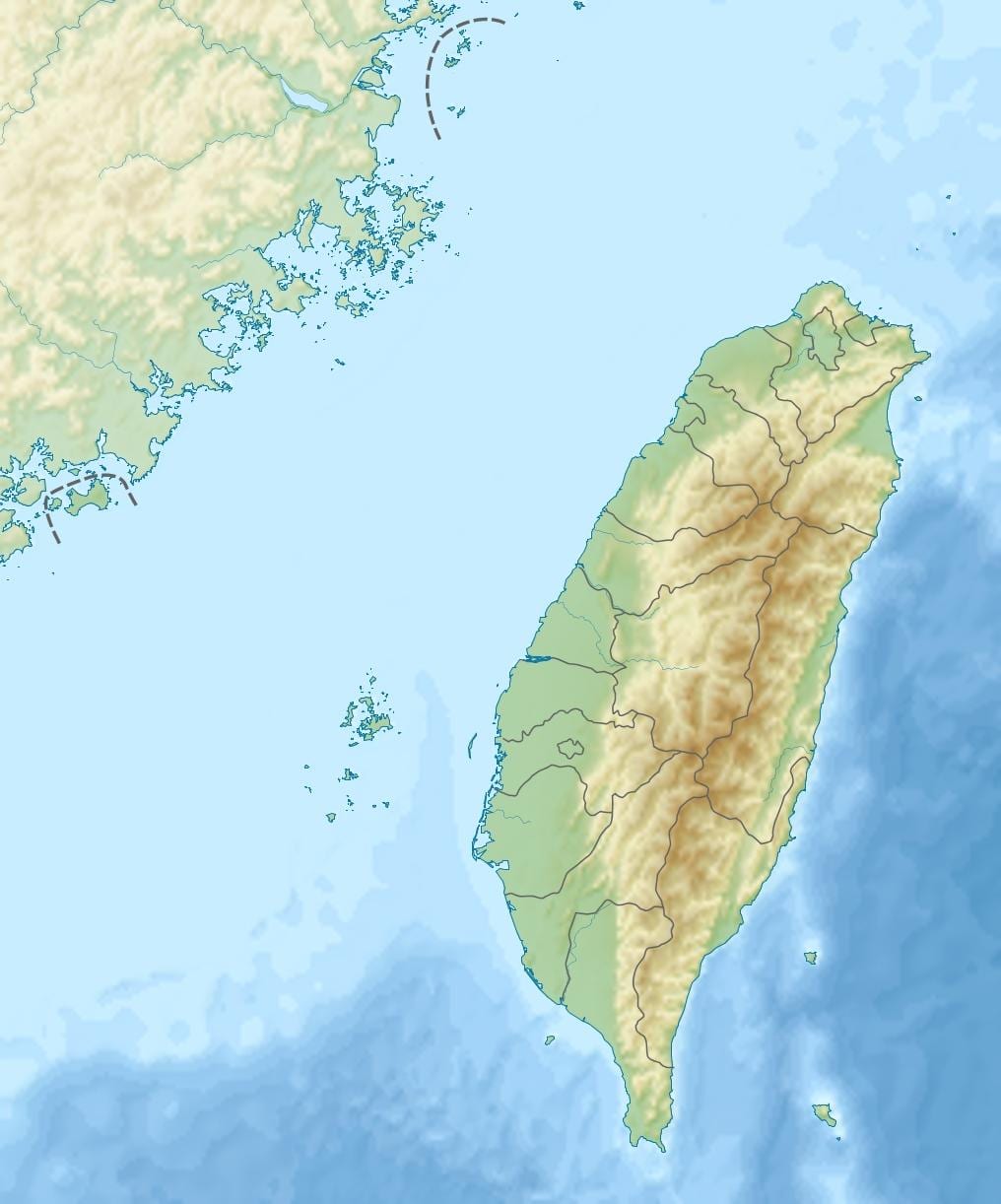 Peta dari Taiwan elevasi