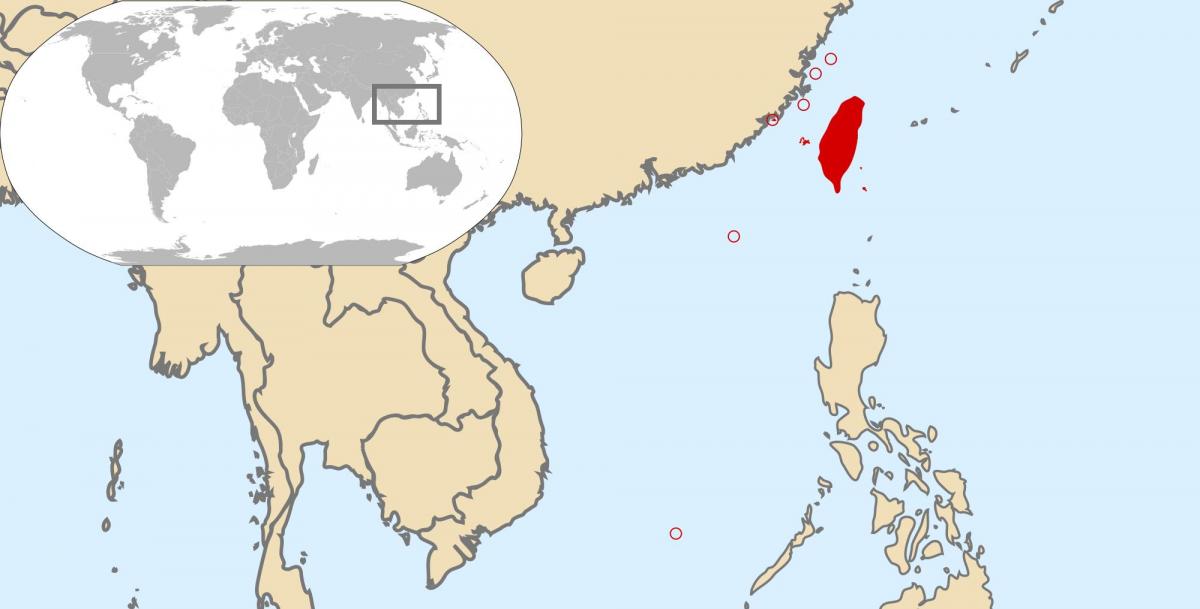 peta dunia yang menunjukkan Taiwan