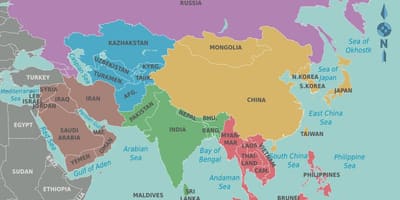 Peta dari Taiwan dan negara-negara sekitarnya